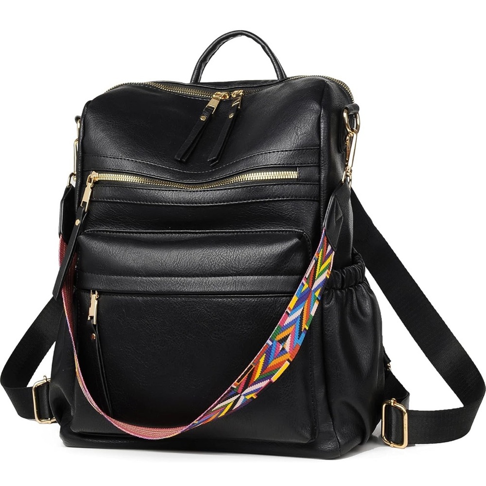 Amazon Black Backpack with Multicolor Strap
